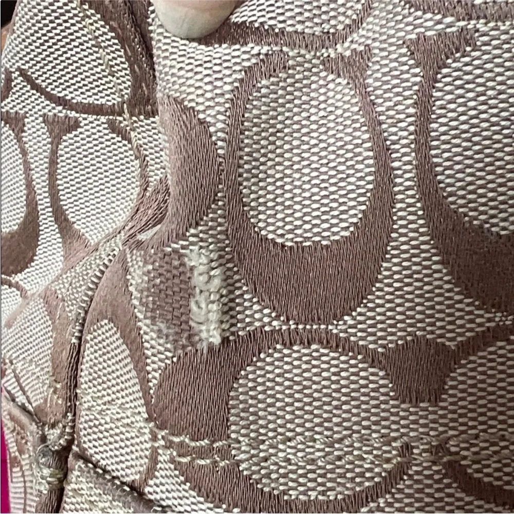 Coach Signature Canvas Shoulder Bag in Tan and Khaki - Picture 9 of 17